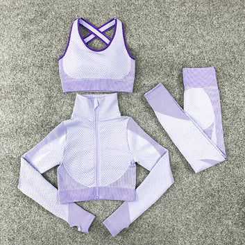 Seamless Knit Yoga Suit Hip Lifting Fitness Three Piece Suit