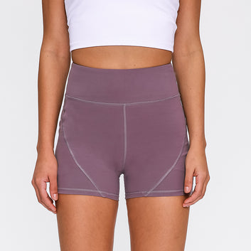 Anti-sweat Plain Athletic Shorts High Waisted with Two Side Pockets