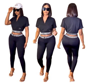Women fashion black two-piece set