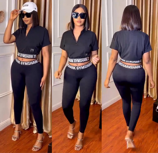 Women fashion black two-piece set